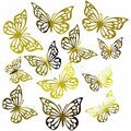 Borboleta Decorativa 12 unid. Ref. YZ-2 Cor:Ouro
