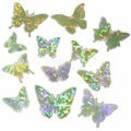Borboleta Decorativa Holográfica 12 unid. Ref. T-8 Cor:Verde