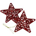 Enfeite Estrela com Glitter vermelho 2 Unid. Ref. HR24-338