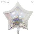 Balão Holográfico Estrela - Prateado 12.7cm 6 unid - REF. Q00626