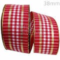 Fita de Natal Sinimbu Xadrez - 38mm Cor 1 Ref. 1959/38 - Vermelha Ouro e Branco