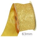 Fita Aramada de Natal 6,3cm x 9m  Glitter Ouro Claro - Ref. 1712905-CN