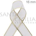 Fita Voal com Dourado 9181/16 Branco 02 - 10m