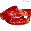 Fita de Cetim Feliz Páscoa 2,2cm x 10m Ref.1870/22 COR02