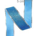 Fita Aramada Decorativa de Natal 5cm x 2,7m - NTS20102 Glitter Azul