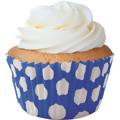 Forminha de Cupcake Azul Royal com Poá Branco 7 x 5 x 4 cm - 45 unid.