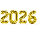 Balão de Número Metalizado kit 2026 - 81 cm Cor:Ouro