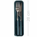 Estojo com talheres Inox Cabo Plástico - Cores Sortidas 