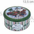 Caixa de Natal Ref. 03355 Metal Redonda - 2 UNID - Merry Christmas