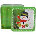 Caixa de Natal em Metal com Visor Transparente - Boneco de Neve Verde Ref. 03201-2