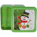 Caixa de Natal em Metal com Visor Transparente - Boneco de Neve Verde Ref. 03201-2