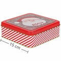 Caixa de Natal em Metal com Visor Transparente - Papai Noel Vermelho Ref. 03201-2