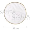 Organza Redonda 25 cm - Branca com Borda Ouro - 25 unidades