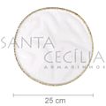 Organza Redonda 25 cm - Branca com Borda Ouro - 25 unidades