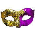 Máscara de Carnaval Paetê Ref. XK - 01 Cores:Lilás/Ouro