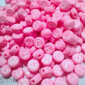 Miçanga Círculo 6mm -Rosa / Letra Branca - 24gr