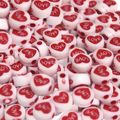 Miçanga Circular 10mm - Love Coração Vermelho 24grs.