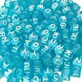 Miçanga Cubo 5mm - Azul / Letra Branca - 24gr