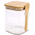 Pote Hermético de Vidro com Tampa e Colher de Bambu 10x12cm Ref. JCB-1