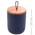 Pote de Cerâmica com Tampa de Bambu - Ref. COL2400 - Azul 