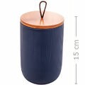 Pote de Cerâmica com Tampa de Bambu 10x10x15cm - Ref. COL2535 - Azul 
