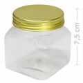 Potinhos para Lembrancinhas Plástico - 200 ml Quadrado - Tampa Dourada