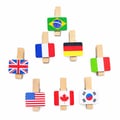 Mini Pregador com Bandeiras de Seleções 8 unid.