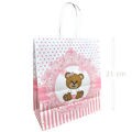 Sacola de Papel G 21x18x9cm - Urso Rosa