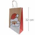 Sacola de Papel Natal - Papai Noel kraft 23x32x9 cm