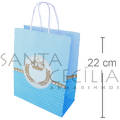 Sacola de Papel G 21x17x8cm - Decorada Coroa Azul