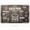 Jogo Americano PVC  43 x 28 cm Jogo Americano PVC:Burger Menu