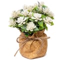 Arranjo de Flores Artificiais com Base de Isopor e Saquinho de Juta 12cm