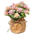 Arranjo de Flores Artificiais com Base de Isopor e Saquinho de Juta 12cm